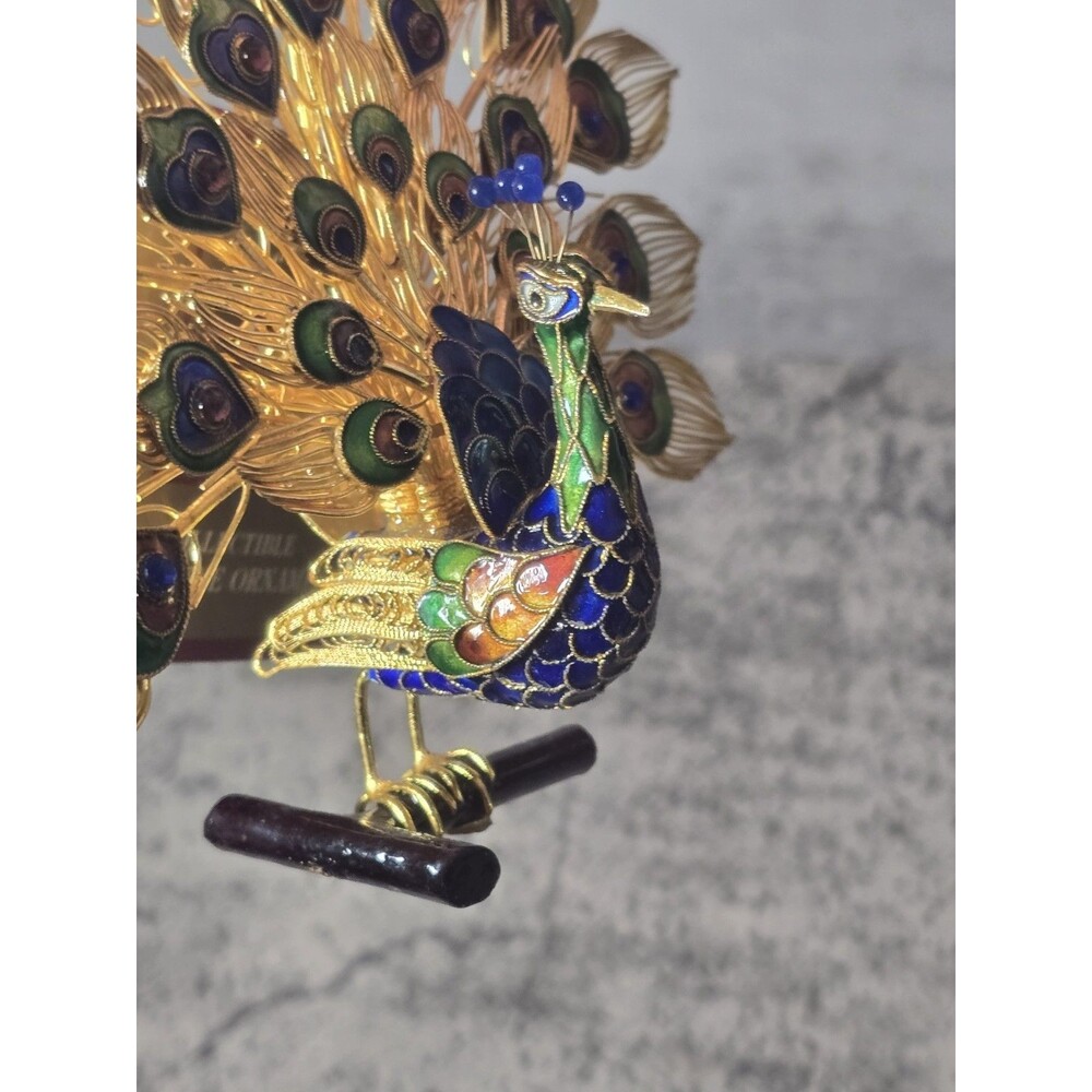 DILLARD'S "TRIMMINGS" COLLECTIBLE CLOISONNE PEACOCK Christmas ORNAMENT - Picture 9 of 12